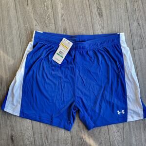 Under Armour NWT Women's L Blue White Heat Gear Athletic Soccer Shorts